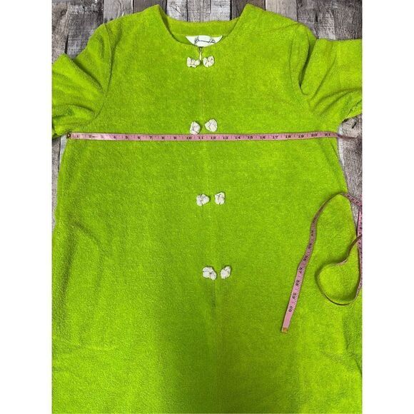 Rare Vintage 60s Mid Century Lime Green Glam Terry Bath House Robe | Large - Picture 6 of 9